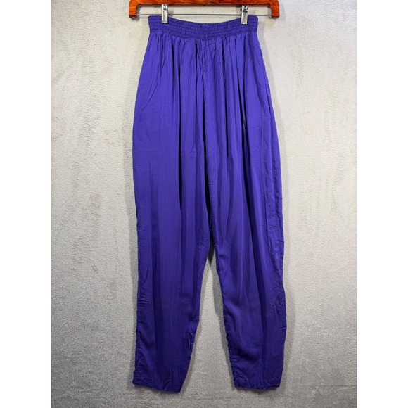 A.B. Lambdin Pants - A.B. Lambdin Pants Women Large Purple Vintage Retro High Waist Rayon Trousers